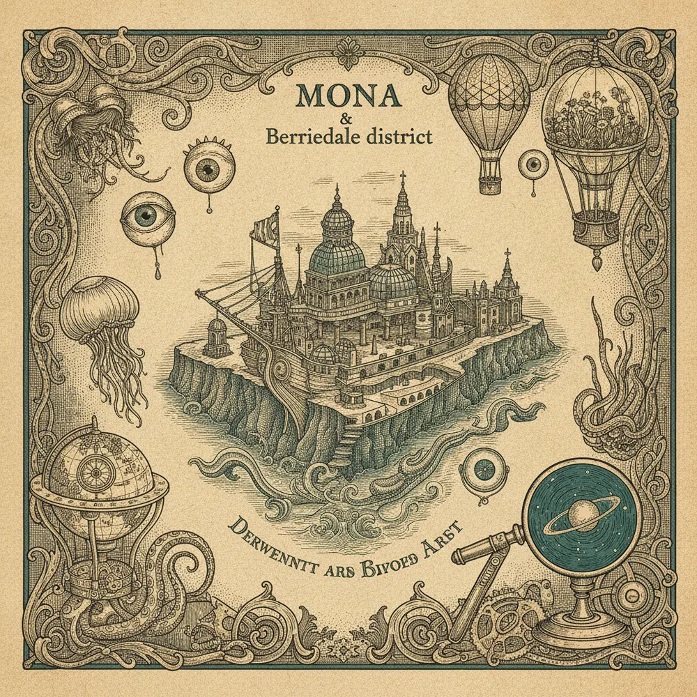 Detailed engraving of MONA & Berriedale