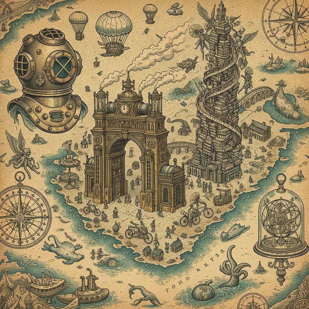 Detailed engraving of Akihabara & Jimbocho
