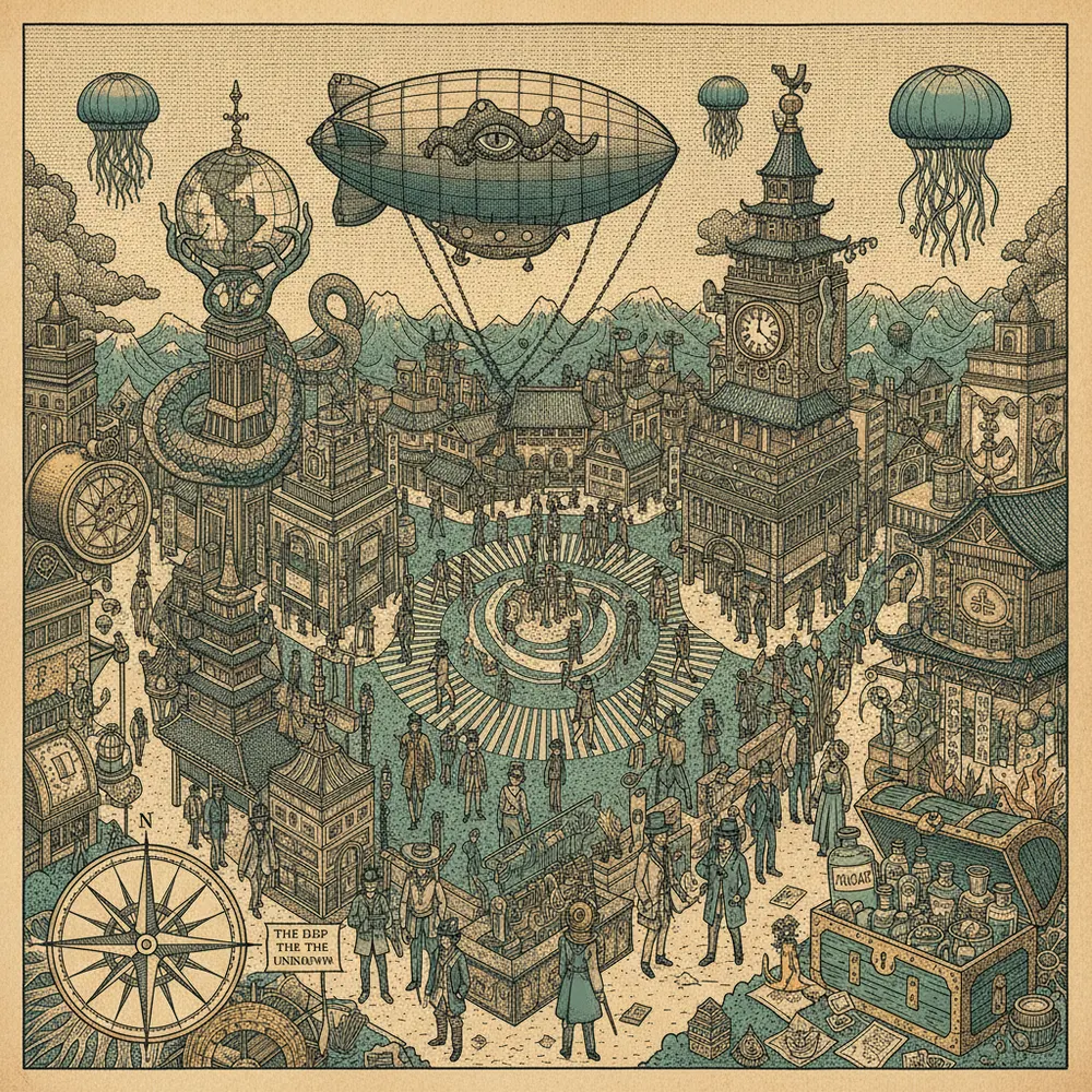 Detailed engraving of Shibuya & Harajuku