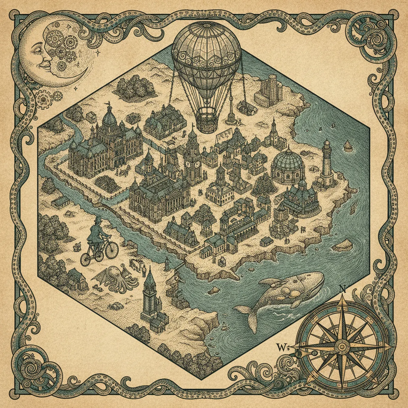 Hand-drawn tilted map of victoria