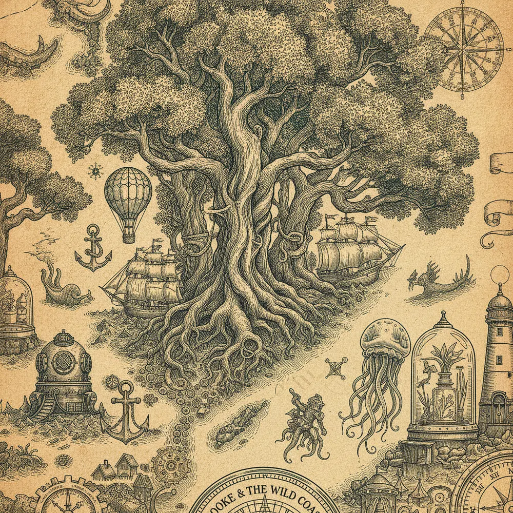 Detailed engraving of Sooke & the Wild Coast