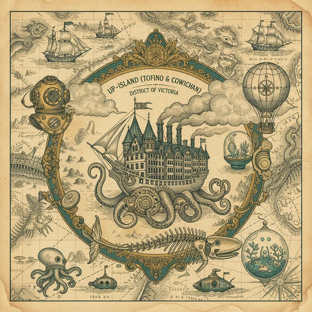 Detailed engraving of Up-Island (Tofino & Cowichan)