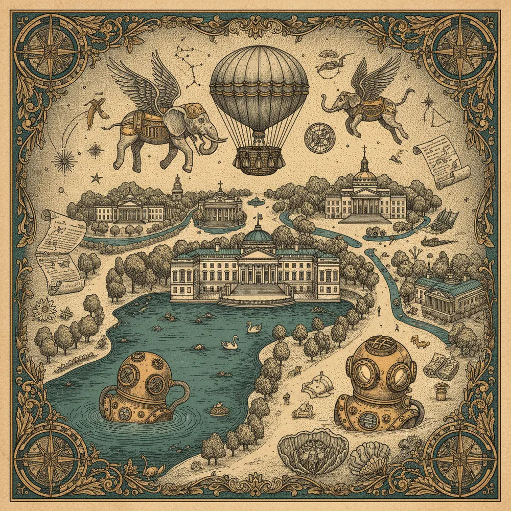 Detailed engraving of Lazienki & Royal Route