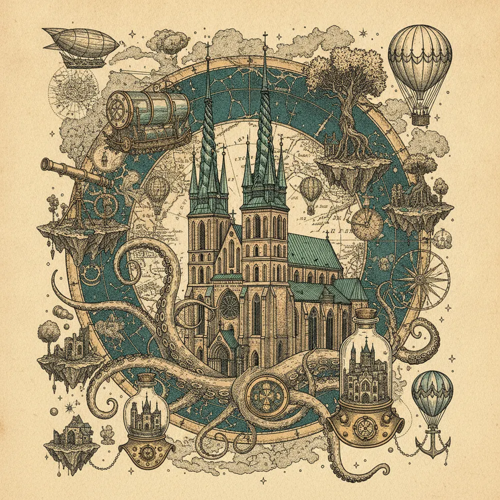 Detailed engraving of Praga (Right Bank)