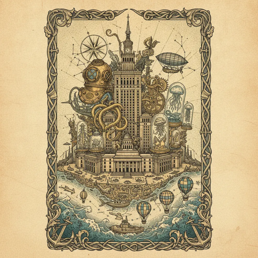 Detailed engraving of Srodmiescie (City Centre)