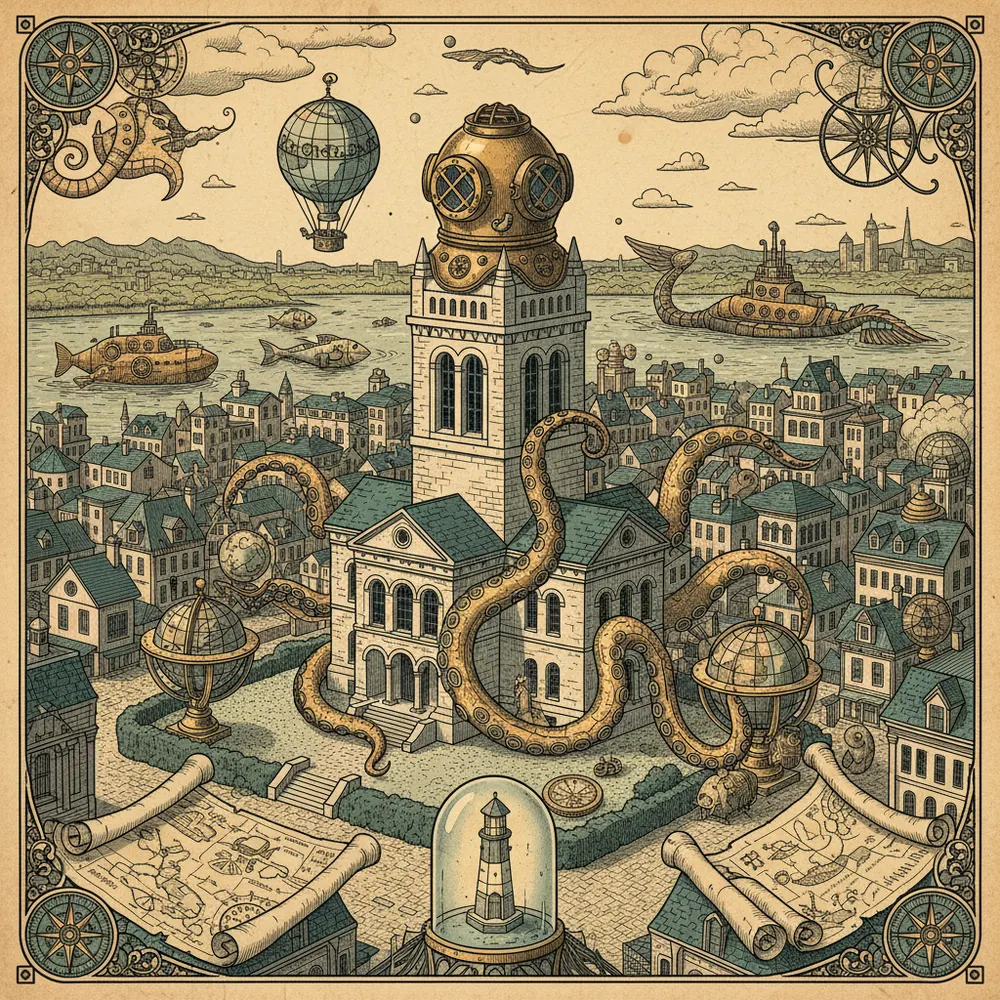Detailed engraving of Old Town Alexandria
